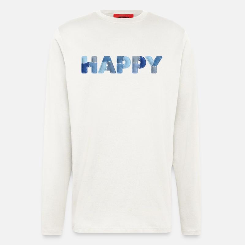 HAPPY Denim Patchwork neuer Trend - Langarmshirt - made by SPREAD  - OFF WHITE