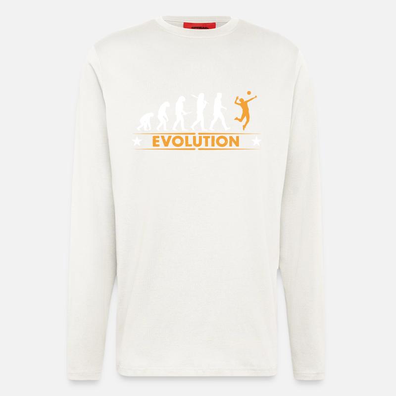 Volleyball Evolution - orange/weiss - Langarmshirt - made by SPREAD - OFF WHITE
