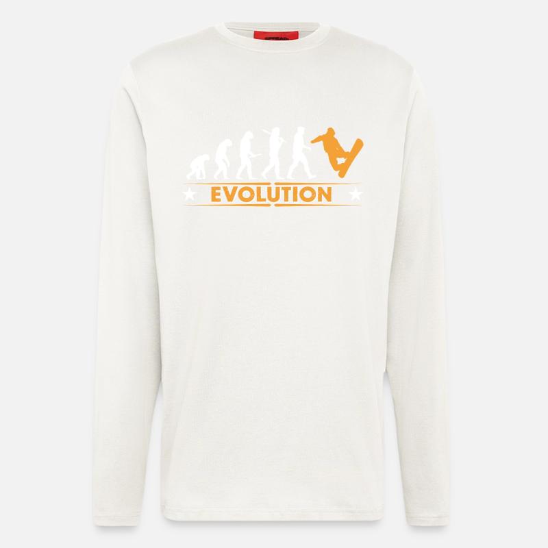 Snowboard Evolution - orange/weiss - Longsleeve - made by SPREAD  - OFF WHITE