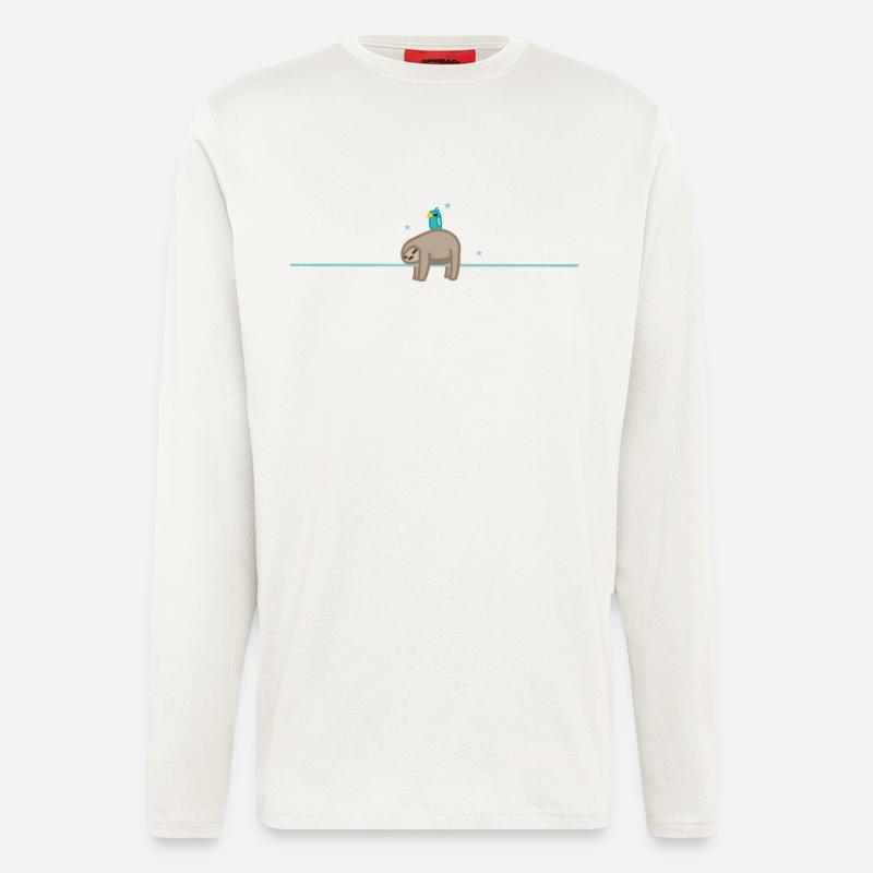 Schlafendes Faultier mit Vogel - Langarmshirt - made by SPREAD  - OFF WHITE