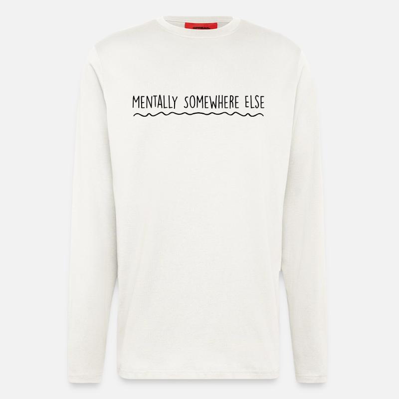 Mentally somewhere else - Manches longues bio décontracté fabriqué en UE - OFF WHITE