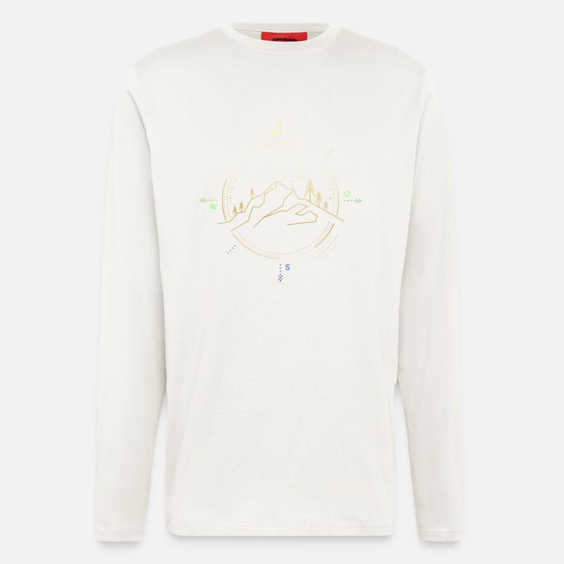 Boussole de randonnée - Manches longues bio décontracté fabriqué en UE - OFF WHITE