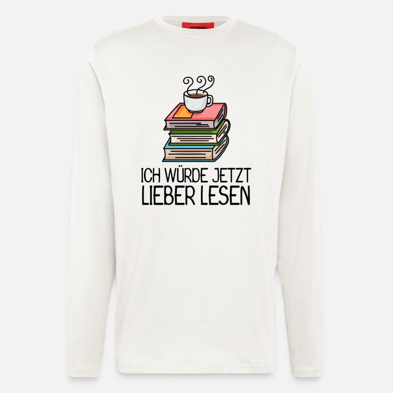 Kaffee Buch lesen - Langarmshirt - made by SPREAD  - OFF WHITE