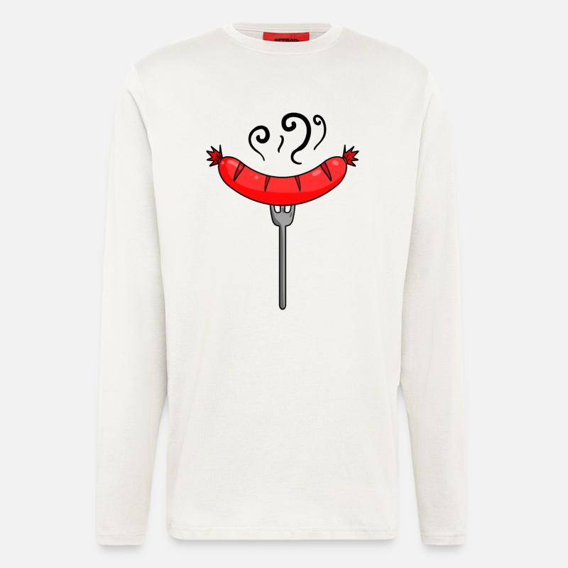 Wurst Currywurst Fleisch Bratwurst Grillwurst - Langarmshirt - made by SPREAD  - OFF WHITE