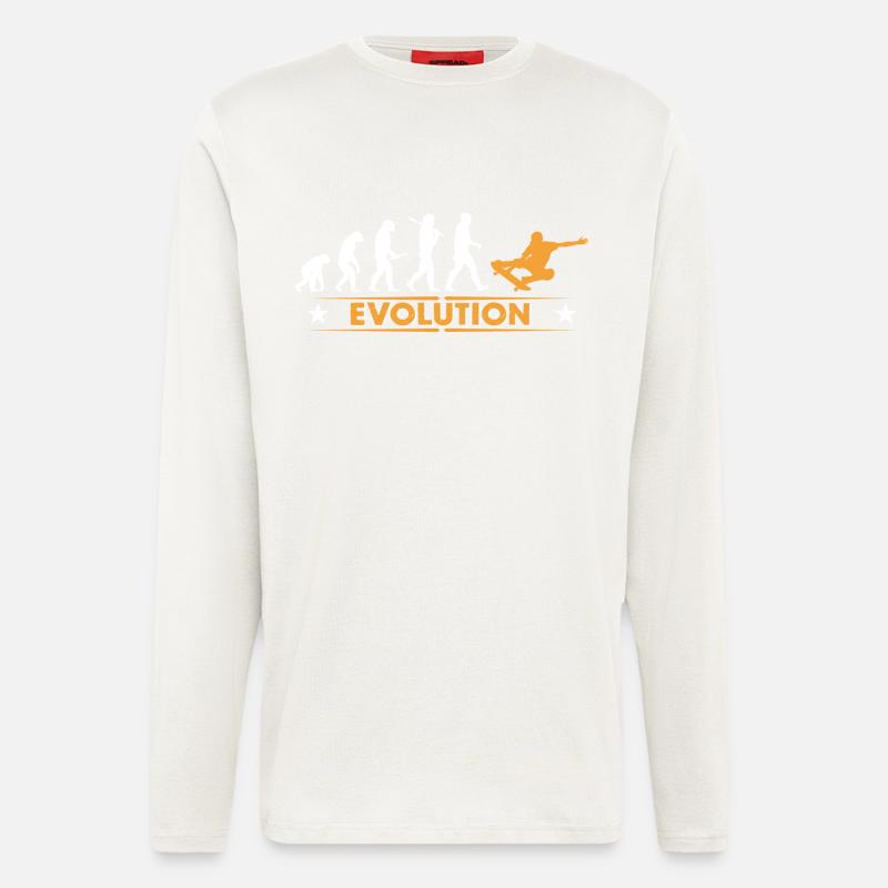 Skateboard Evolution - orange/weiss - Longsleeve - made by SPREAD  - OFF WHITE