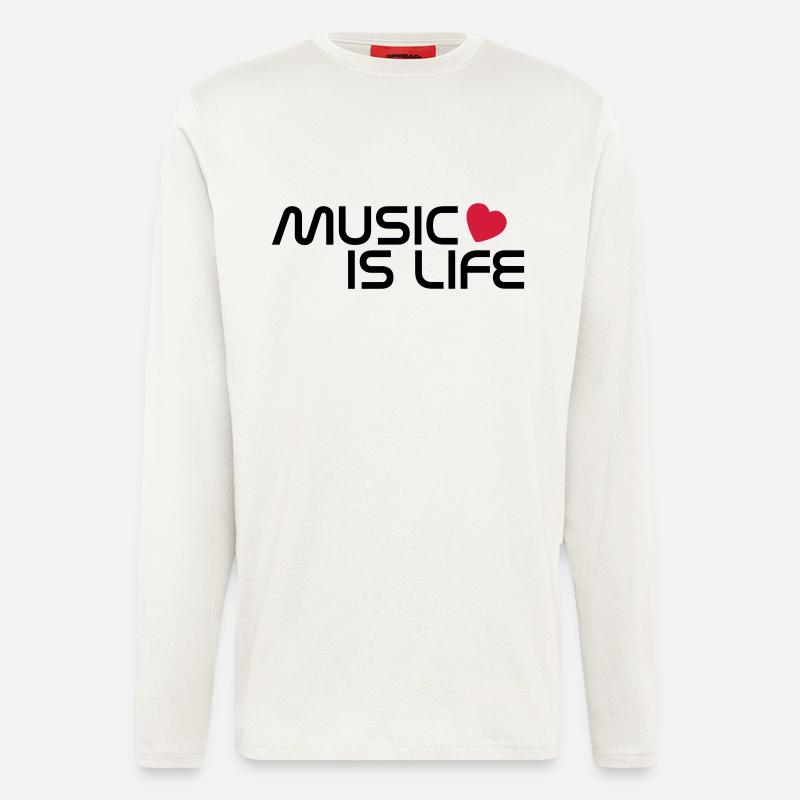 music is life heart FR - Manches longues bio décontracté fabriqué en UE - OFF WHITE