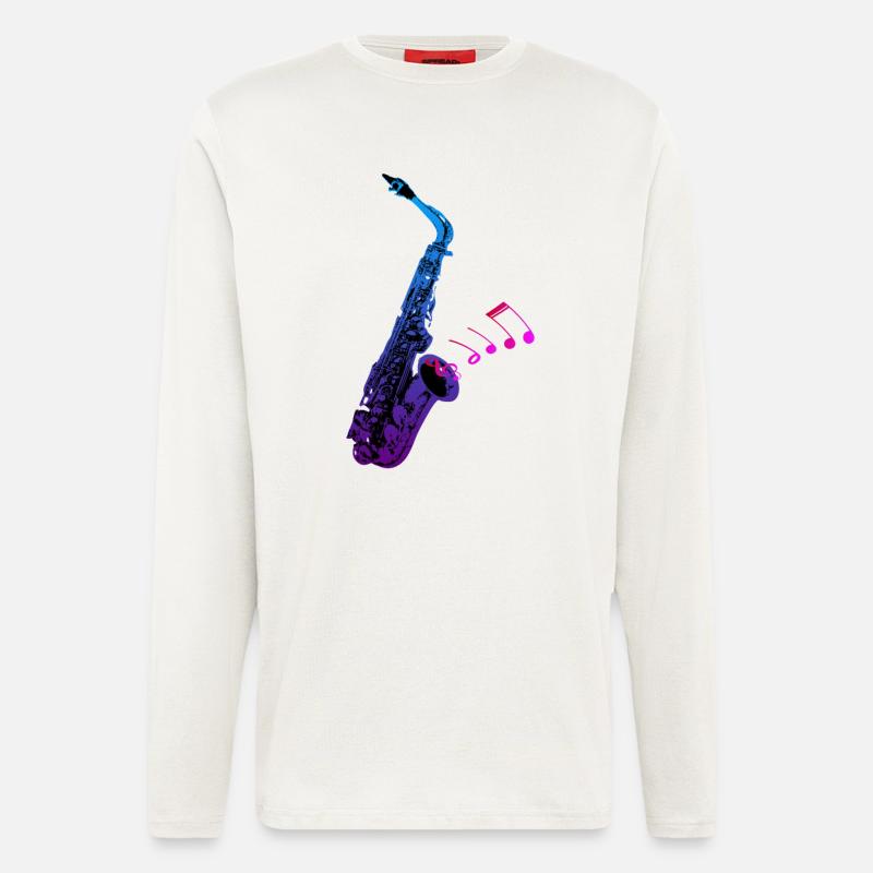 Saxophon - Langarmshirt - made by SPREAD  - OFF WHITE