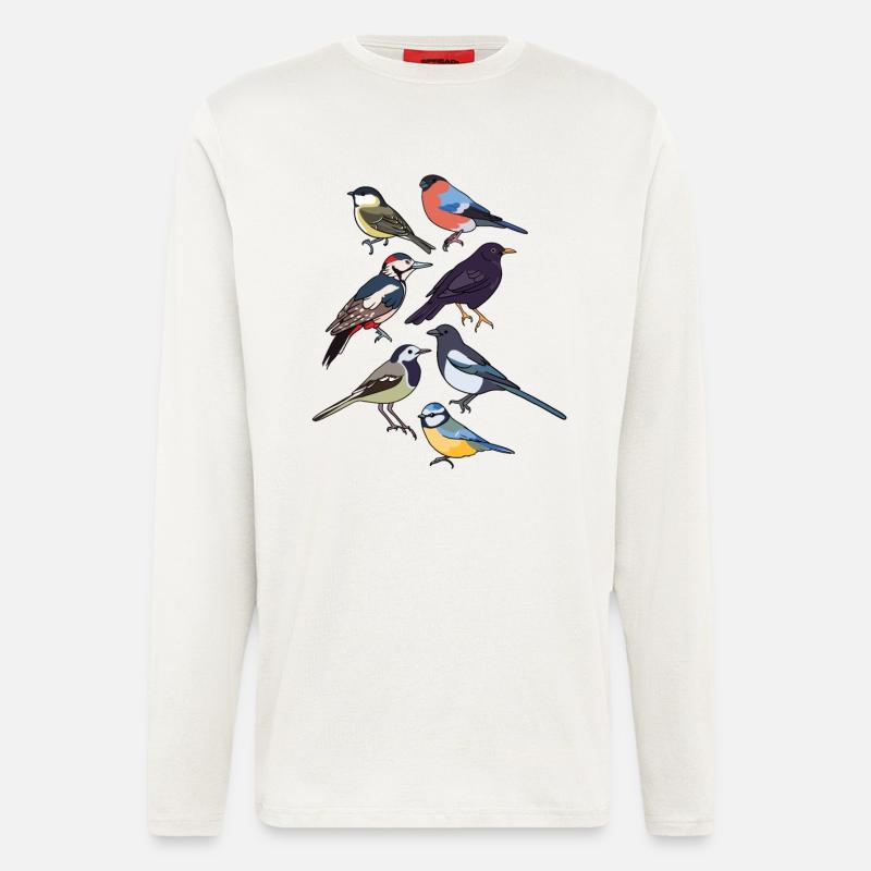 Gartenvögel Vögel - Langarmshirt - made by SPREAD  - OFF WHITE