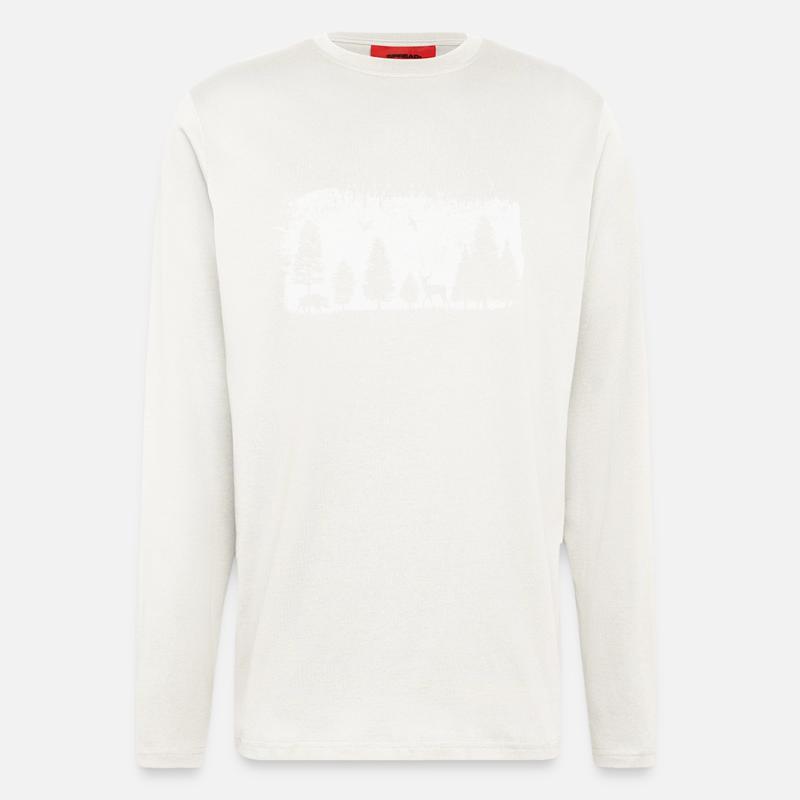 Forêt Animaux Conception - Manches longues bio décontracté fabriqué en UE - OFF WHITE