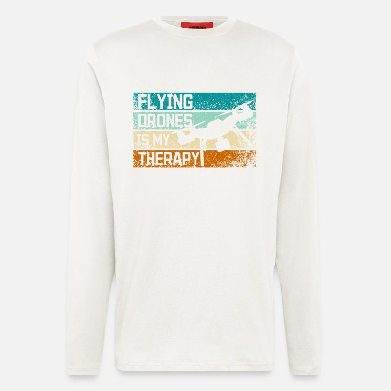 Flying drones is my therapy - Longsleeve - made by SPREAD - OFF WHITE