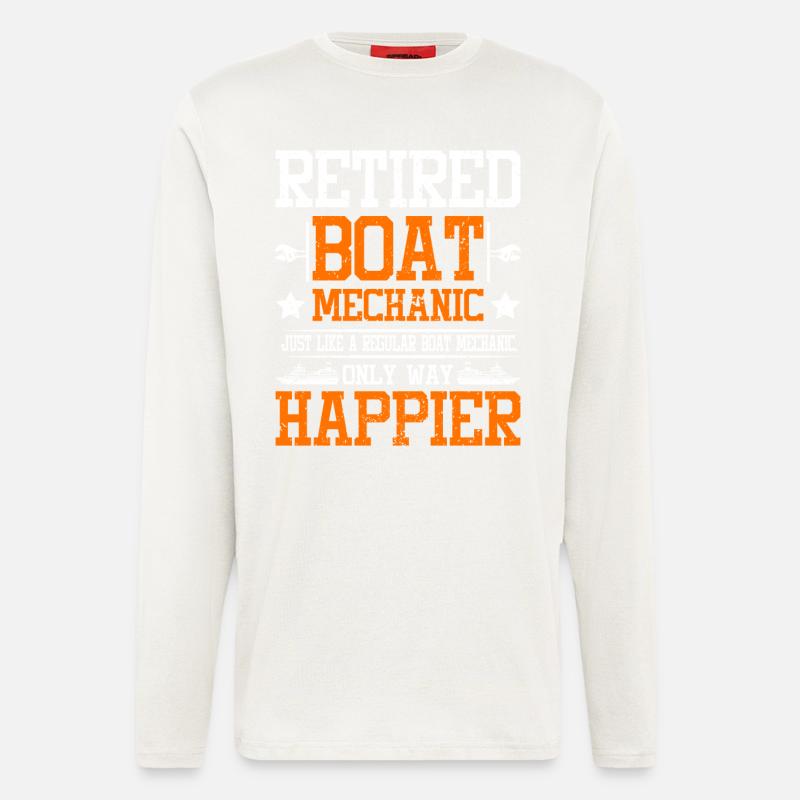Retired boat mechanic - Langarmshirt - made by SPREAD  - OFF WHITE