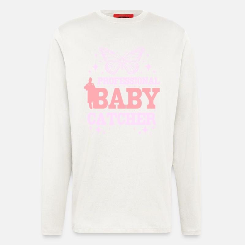 Attrape-bébé professionnel - Manches longues bio décontracté fabriqué en UE - OFF WHITE
