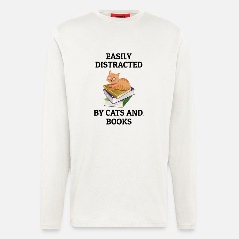 Books Book Stack Cat - Longsleeve - made by SPREAD  - OFF WHITE