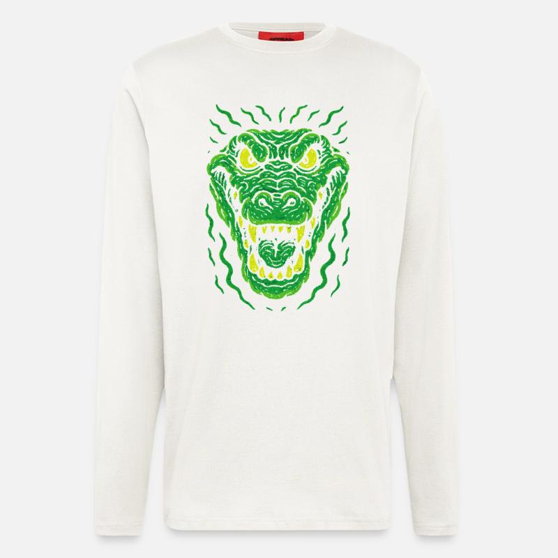 Wütender Echsenkopf im Neonstil - Langarmshirt - made by SPREAD - OFF WHITE