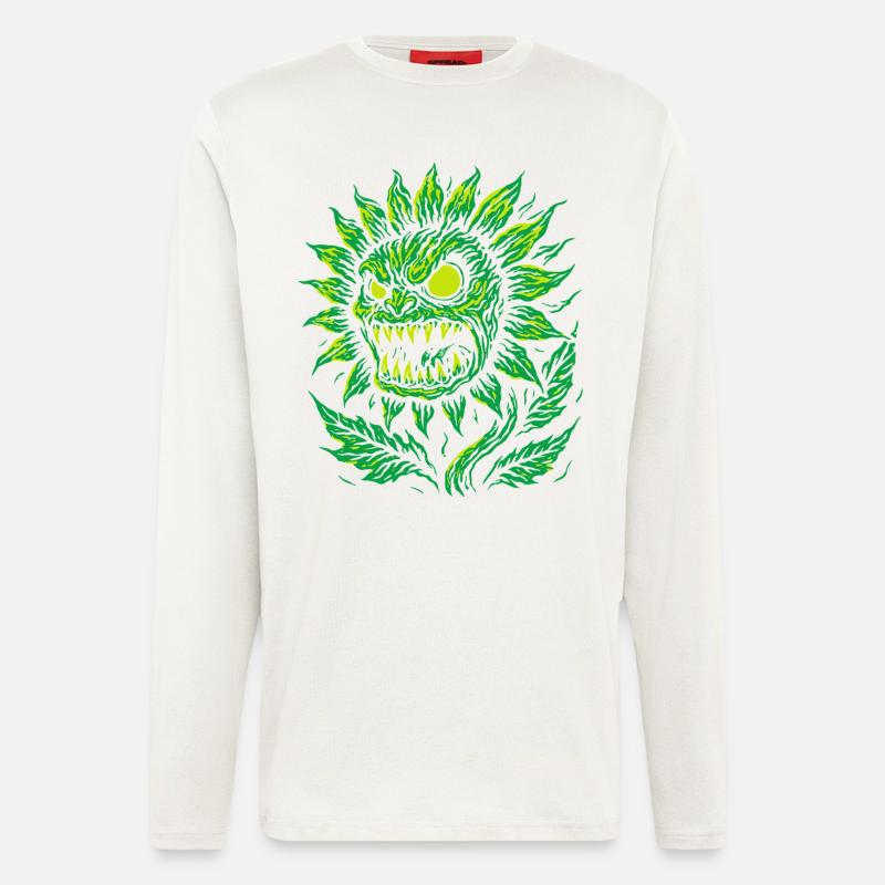 Dämonische Sonnenblume im Neonstil - Langarmshirt - made by SPREAD  - OFF WHITE