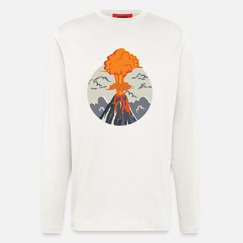 Ausbrechender Vulkan - Langarmshirt - made by SPREAD  - OFF WHITE