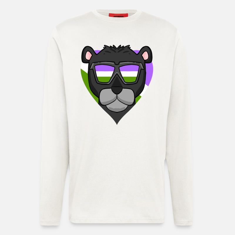 Genderqueer Schwarzer Panther - Langarmshirt - made by SPREAD  - OFF WHITE