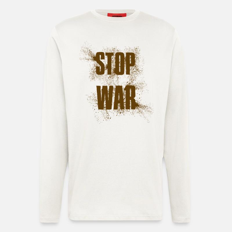 STOP WAR – NO WAR - PEACE - Langarmshirt - made by SPREAD  - OFF WHITE