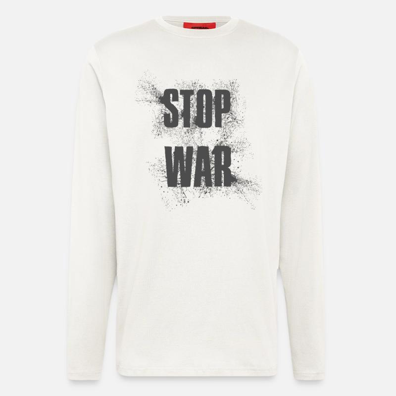 STOP WAR – NO WAR - PEACE - Langarmshirt - made by SPREAD  - OFF WHITE