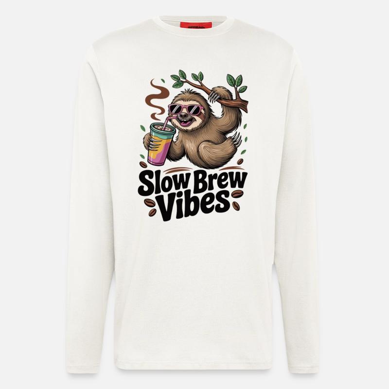 Slow Brew – Faultier-Style - Langarmshirt - made by SPREAD  - OFF WHITE