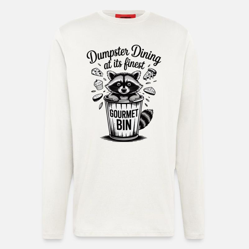 Waschbär im Feinschmecker-Modus - Langarmshirt - made by SPREAD  - OFF WHITE