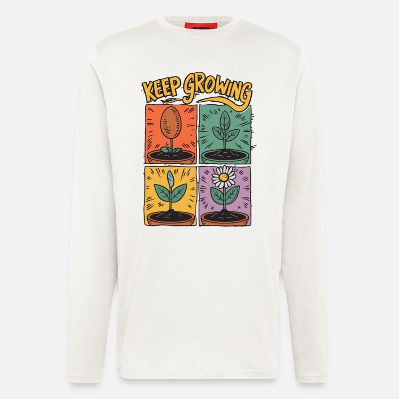 Positive Entwicklung – Keep Growing - Langarmshirt - made by SPREAD - OFF WHITE