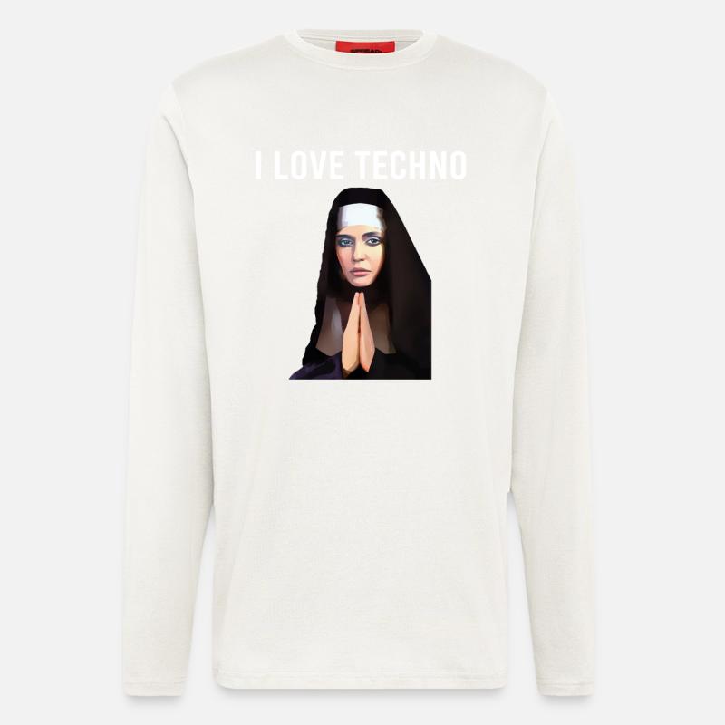 J’adore Techno Nun - Manches longues bio décontracté fabriqué en UE - OFF WHITE
