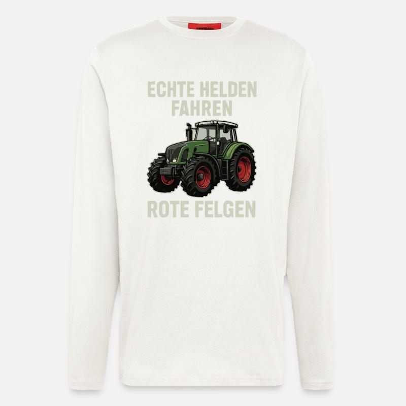 Echte Helden fahren Traktor - Langarmshirt - made by SPREAD  - OFF WHITE