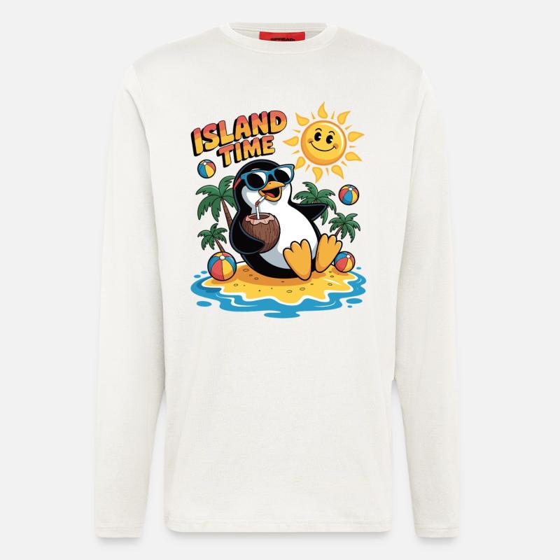 Pinguin im Urlaubsmodus - Langarmshirt - made by SPREAD  - OFF WHITE