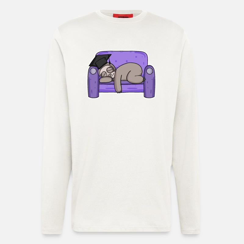 Faultier Student lustig - Langarmshirt - made by SPREAD  - OFF WHITE