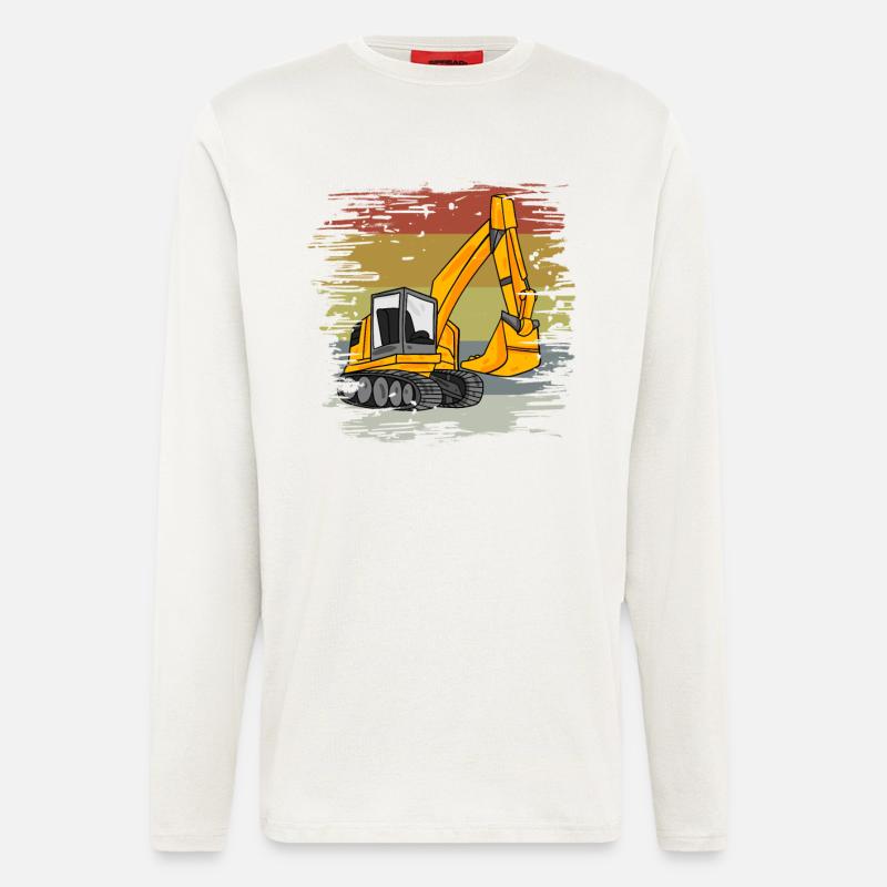 Bagger Baustelle Retro - Langarmshirt - made by SPREAD  - OFF WHITE