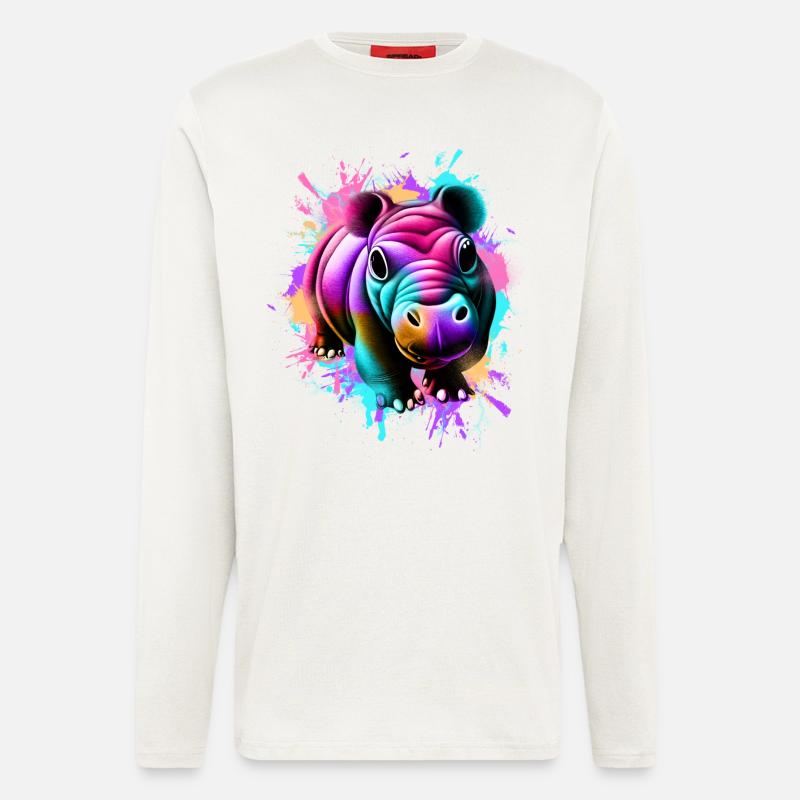 Nilpferd Bunt - Langarmshirt - made by SPREAD - OFF WHITE