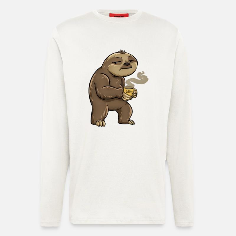 Faultier Kaffee - Langarmshirt - made by SPREAD  - OFF WHITE