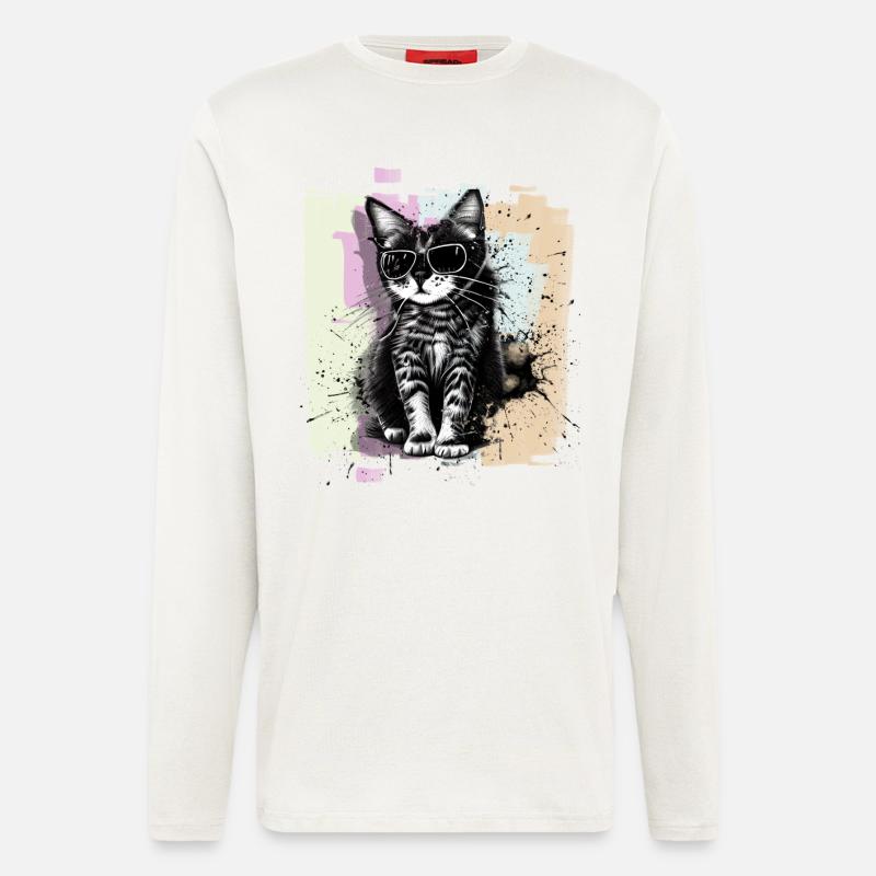 Cat with sunglasses - Longsleeve - made by SPREAD  - OFF WHITE