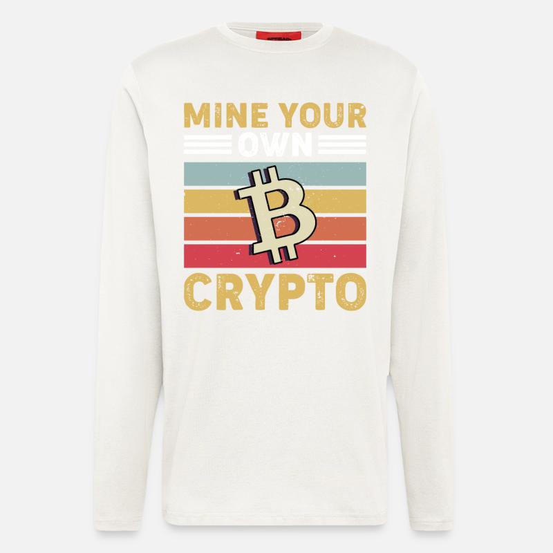 Bitcoin Krypto Kryptowährung - Langarmshirt - made by SPREAD  - OFF WHITE
