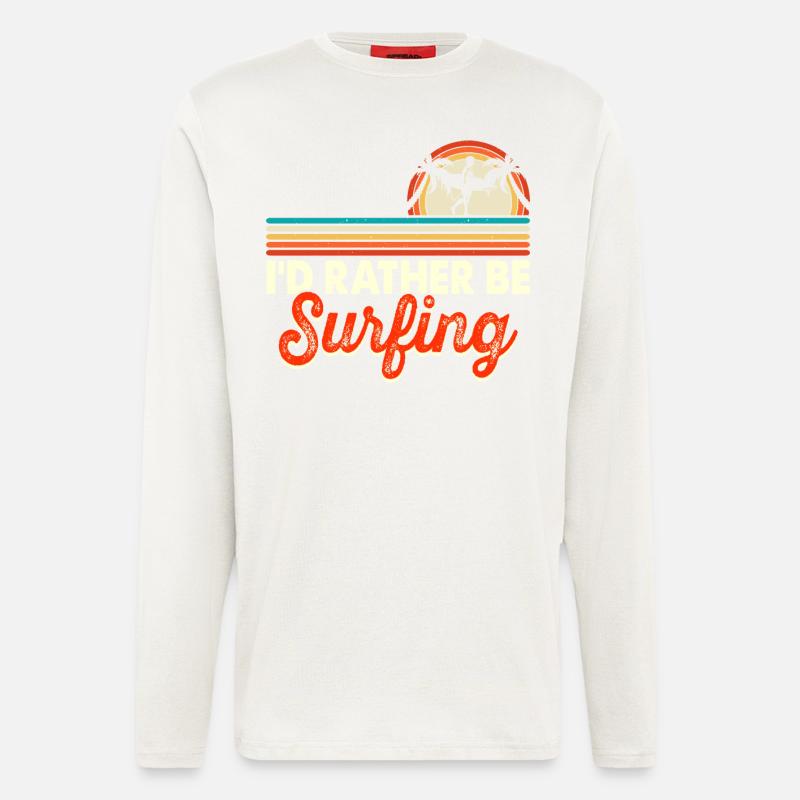 Surfer Surf - Manches longues bio décontracté fabriqué en UE - OFF WHITE