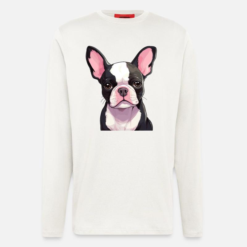 Hund Boston Terrier - Langarmshirt - made by SPREAD  - OFF WHITE