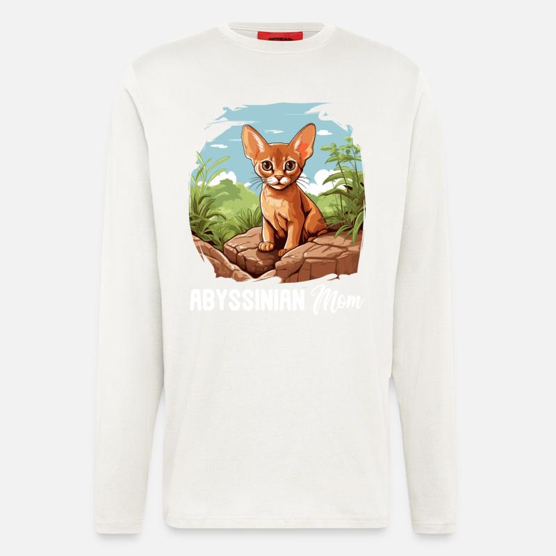 Abyssinian Cat Abessinierkatze - Langarmshirt - made by SPREAD  - OFF WHITE