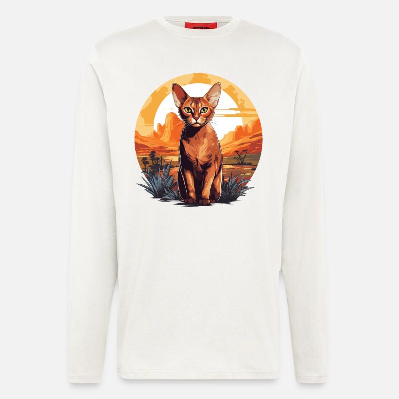 Abyssinian Cat Abessinierkatze - Langarmshirt - made by SPREAD  - OFF WHITE