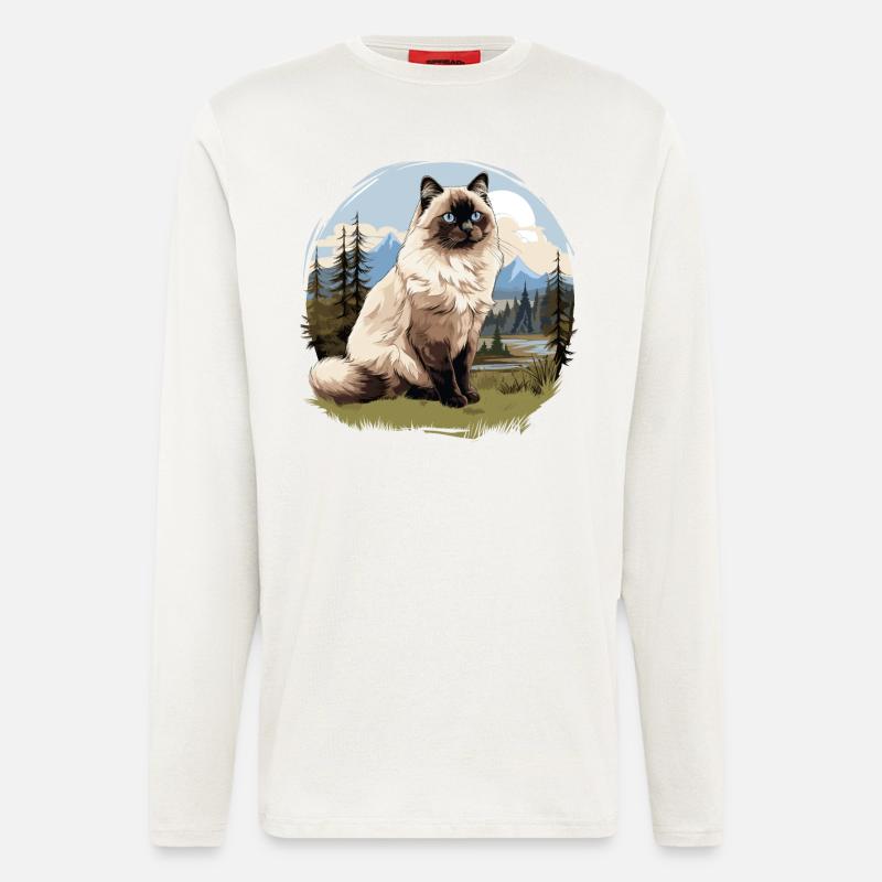 Birman Cat Birma Katze - Langarmshirt - made by SPREAD  - OFF WHITE