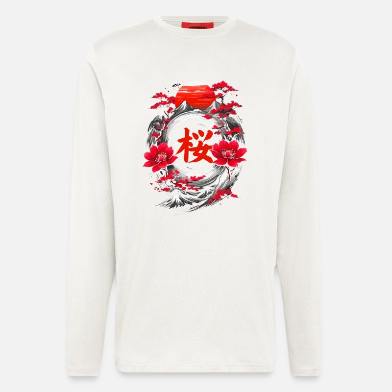Cherry Blossom Japan Mountains - Longsleeve - made by SPREAD  - OFF WHITE