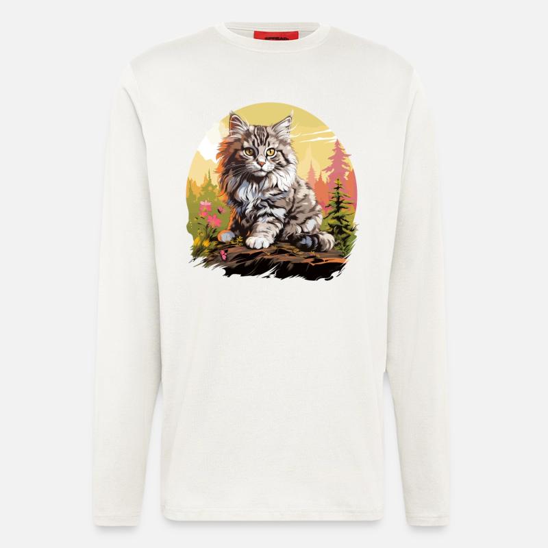 Ragamuffin Chaton Ragamuffin Chat - Manches longues bio décontracté fabriqué en UE - OFF WHITE