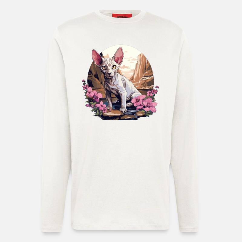Sphynx Kätzchen Sphynx Katze - Langarmshirt - made by SPREAD  - OFF WHITE