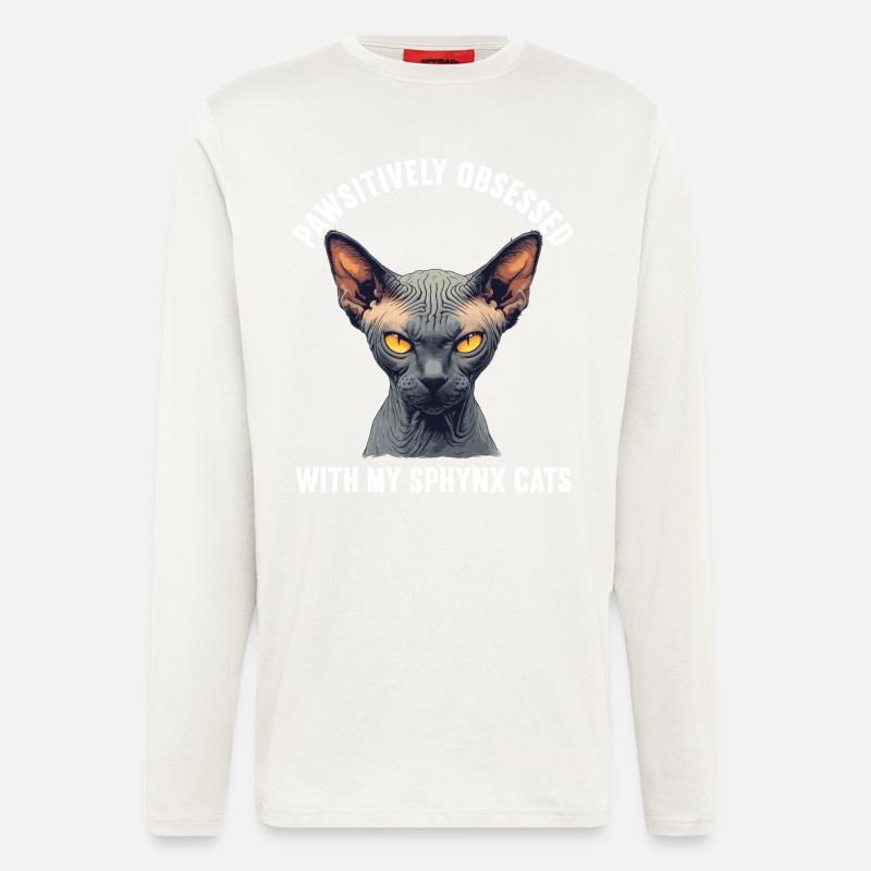 Chaton Sphynx Chat Sphynx - Manches longues bio décontracté fabriqué en UE - OFF WHITE