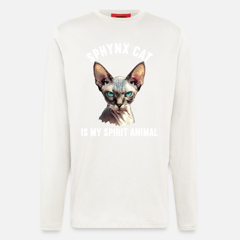 Chaton Sphynx Chat Sphynx - Manches longues bio décontracté fabriqué en UE - OFF WHITE
