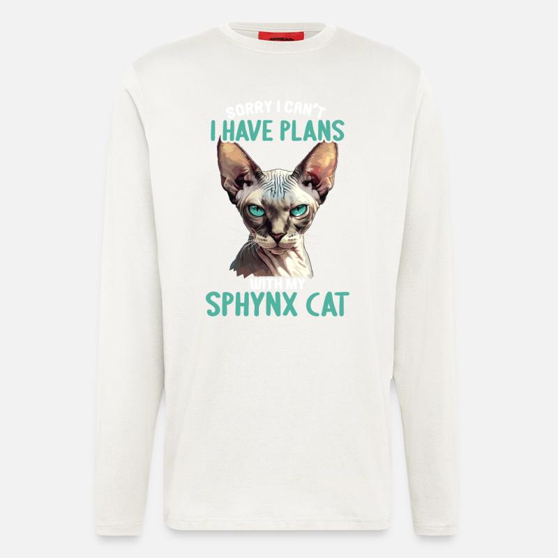 Chaton Sphynx Chat Sphynx - Manches longues bio décontracté fabriqué en UE - OFF WHITE