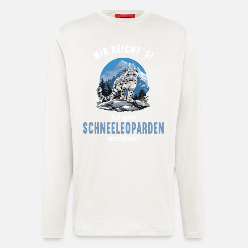 Léopard des neiges Schneeleoparden Schneeleopard - Manches longues bio décontracté fabriqué en UE - OFF WHITE