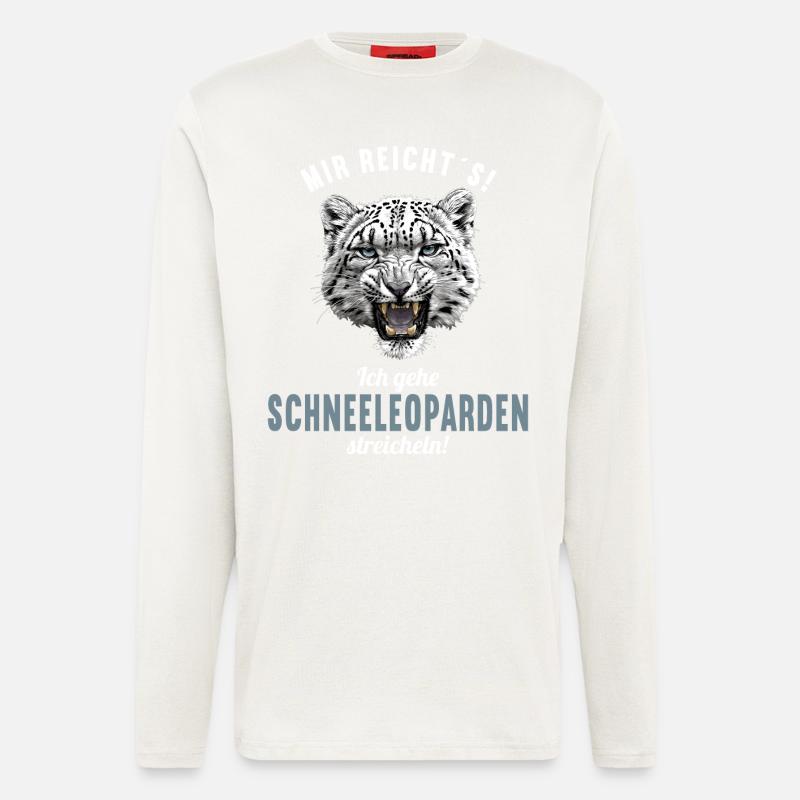 Léopard des neiges Schneeleoparden Schneeleopard - Manches longues bio décontracté fabriqué en UE - OFF WHITE