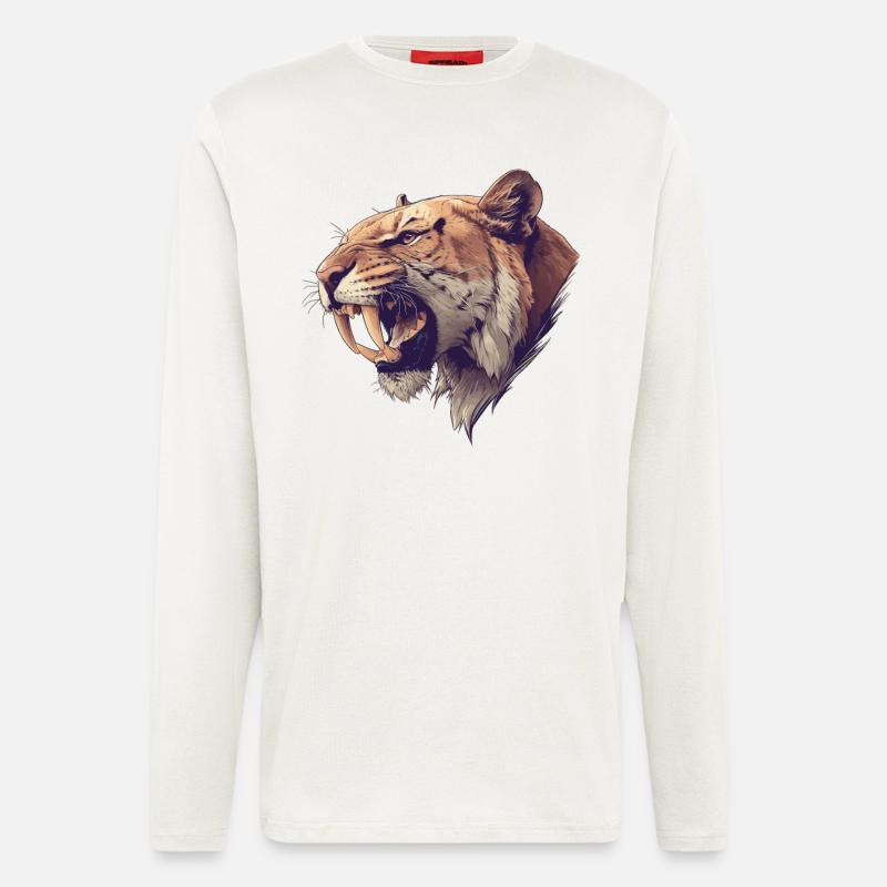 Saber-Toothed Tiger Säbelzahntiger - Langarmshirt - made by SPREAD  - OFF WHITE