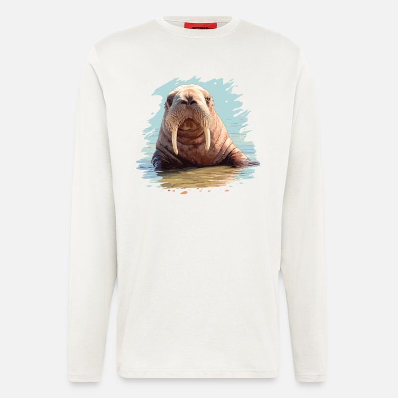 Walrus Walrosse Walross - Longsleeve - made by SPREAD  - OFF WHITE
